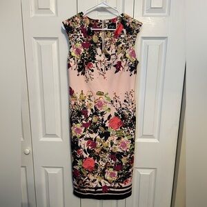 Beige by ECI Floral Sleeveless Pink Blush Stretch Dress Size 6